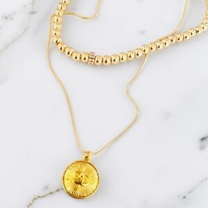 Luxury Gold Starburst Medallion Upcycled Zipper Pull Necklace